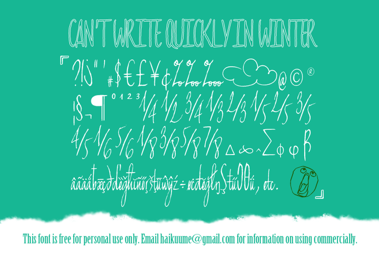 Can't write quickly in winter字体 1
