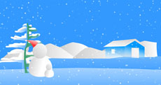 蓝色下雪堆雪人flash动画