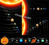 太阳系行星分布矢量图