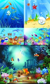 卡通海底世界矢量图下载