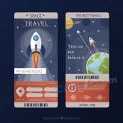 太空旅行票矢量设计素材