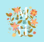 婚礼花卉艺术字卡片设计
