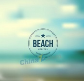 沙滩夏季模糊背景海报