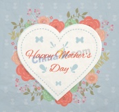 彩色花卉和爱心母亲节贺卡矢量图