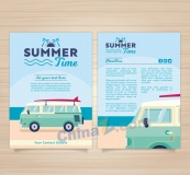 创意游览车夏日假期宣传单