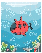 海底世界手绘插画模板