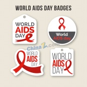 世界艾滋病日标签矢量素材