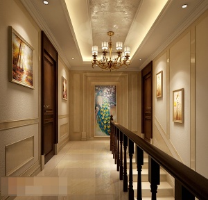 暖色酒店走廊空间模型