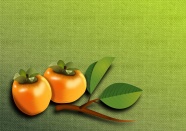 卡通柿子绿色背景图片