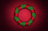 圣诞花圈红色背景图片