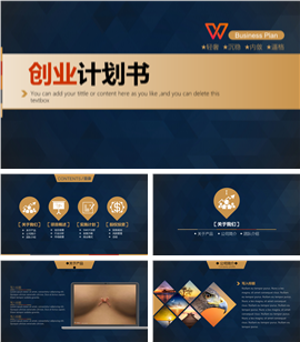 深蓝稳重大气创业计划书PPT模板