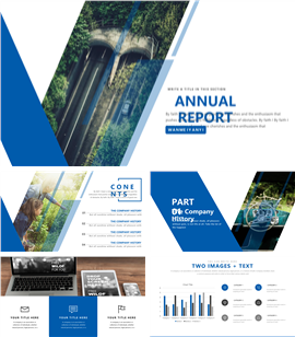 蓝白简洁风年终报告PPT模板