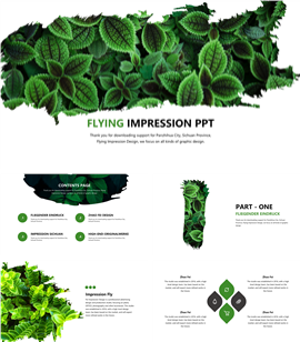 小清新绿色环保画册PPT模板