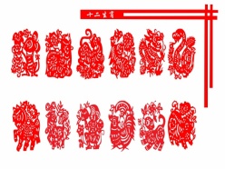 十二生肖PSD传统剪纸花纹