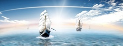 海上帆船PSD风景图素材
