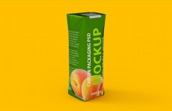 黄桃果汁饮料包装盒样机