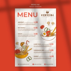 韩式餐厅菜单模板设计PSD