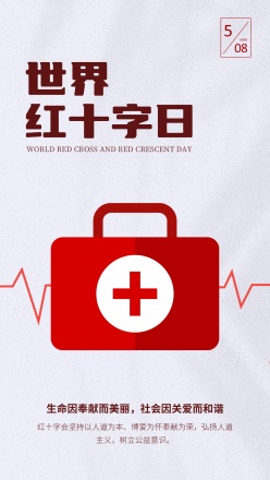 世界红十字日医药箱海报模板