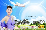 韩国美女别墅广告模板