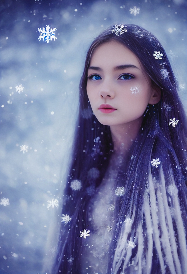 冬季雪花贴纸特效美女图片