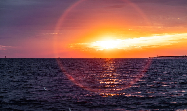 唯美黄昏海平面夕阳图片