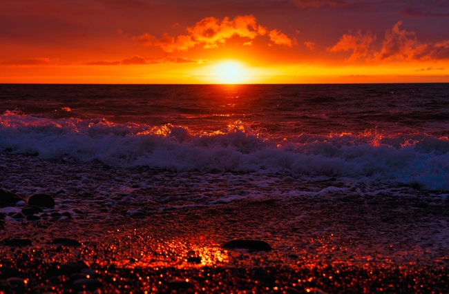 大海海平线日出风光图片