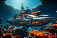 未来科幻风格潜水艇设计摄影图片