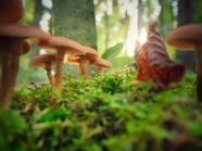 绿色草地树林牛肝菌蘑菇摄影图片