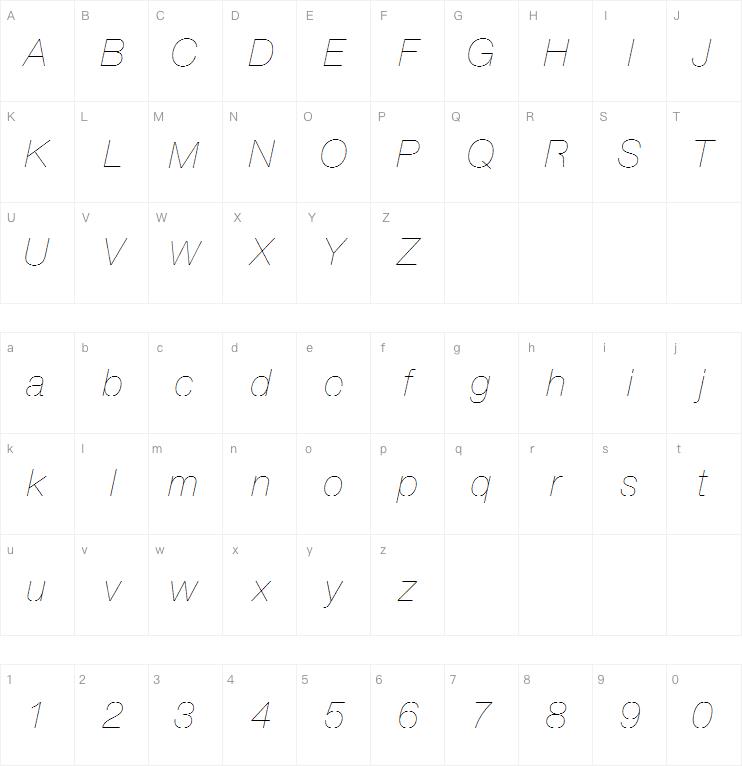 Helvetica Neue LT W1G 26 Ultra Light Italic