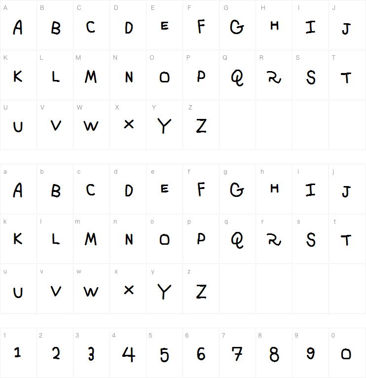 Cirno's First Alphabet字体