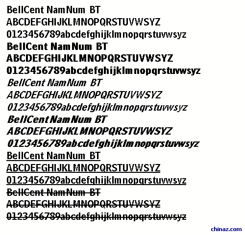 BellCent NamNum BT字体