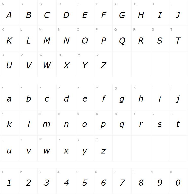 Verdana Italic字体