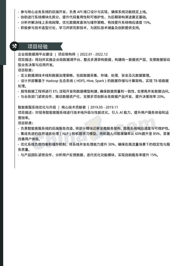 极简高级架构师个人简历模板