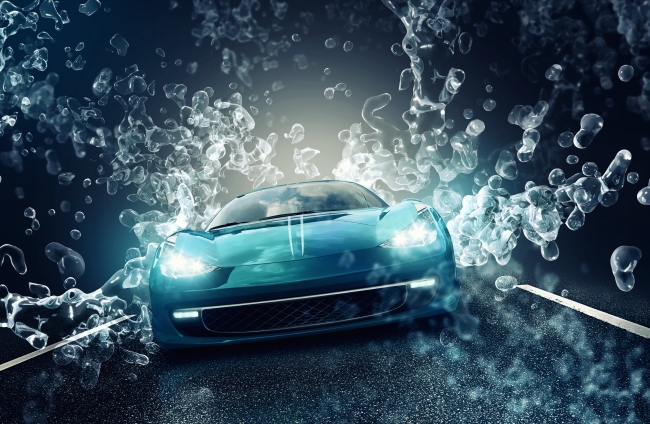 蓝色跑车创意气泡图片