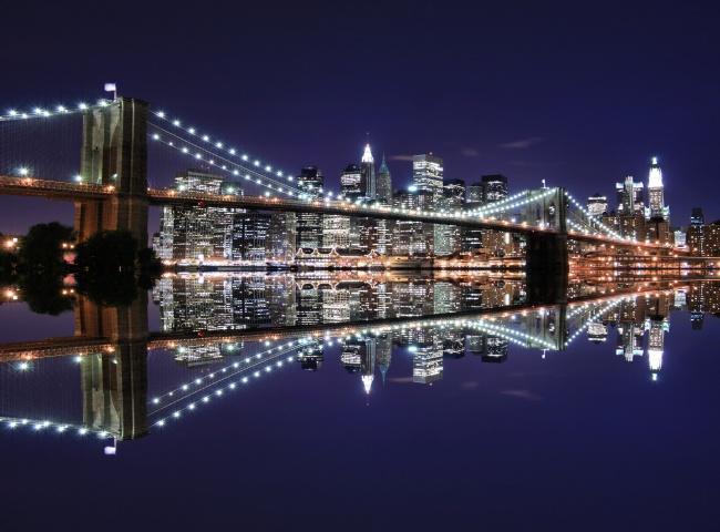 布鲁克林大桥夜景图片