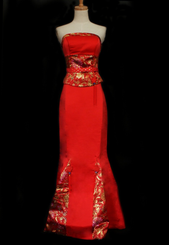 红色新娘旗袍礼服图片