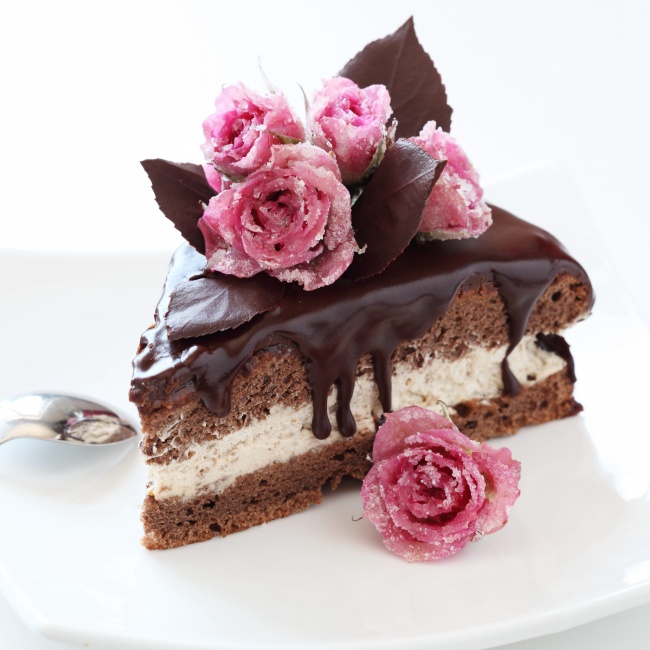 巧克力花卉蛋糕图片