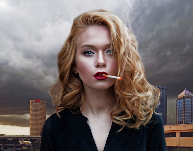 女人个性抽烟的图片