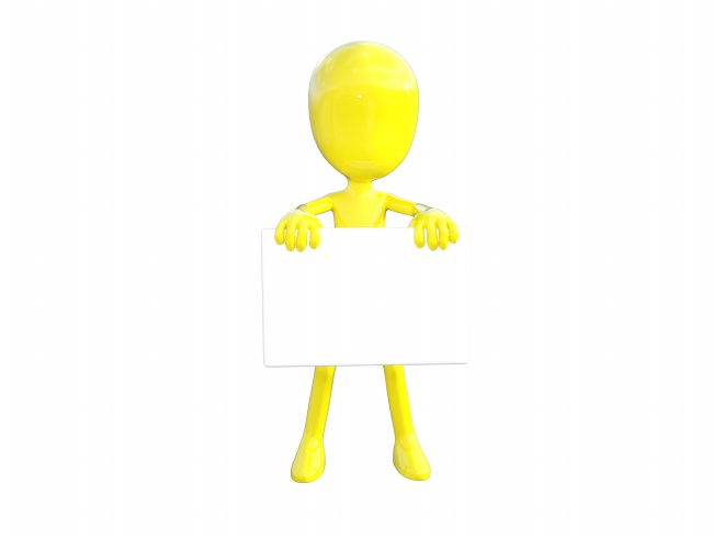 黄色3D小人举牌照图片