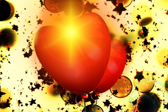红色心形气球图片
