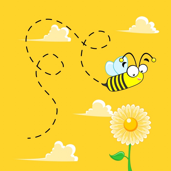 忙碌蜜蜂黄色背景图片