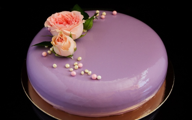 紫色翻糖蛋糕图片