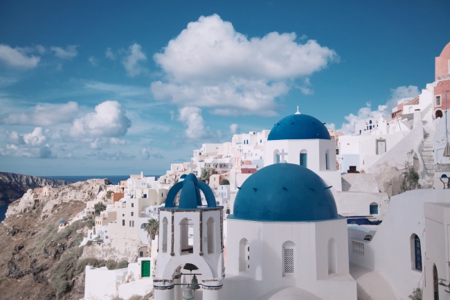 希腊蓝色建筑图片