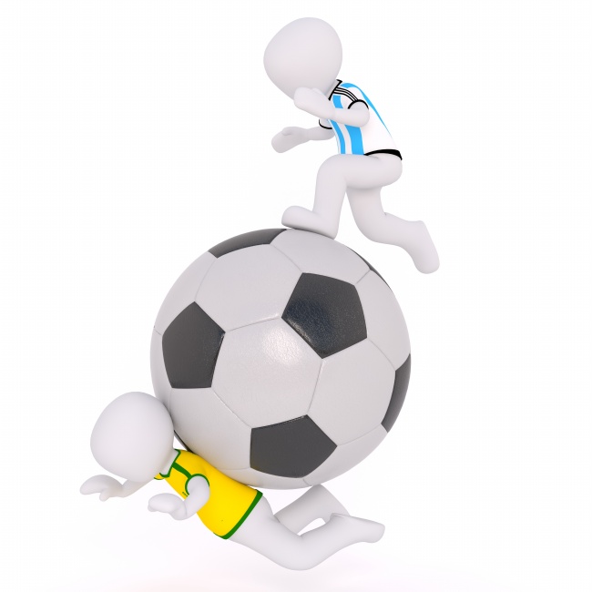 3D立体白色踢球小人图片