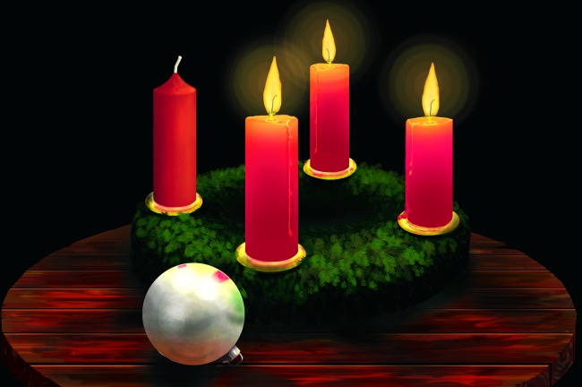 圣诞蜡烛火焰图片