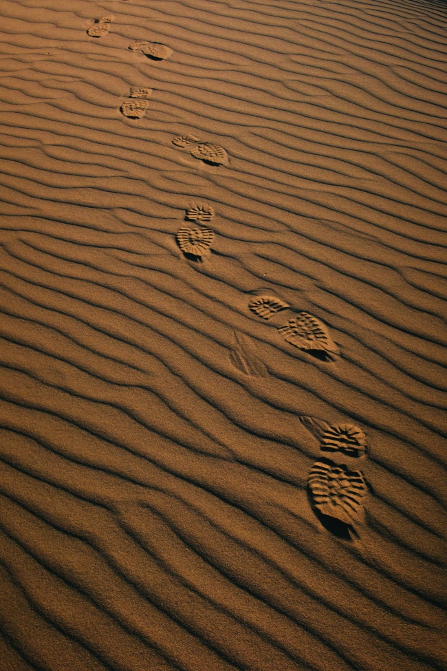 沙漠上脚印图片