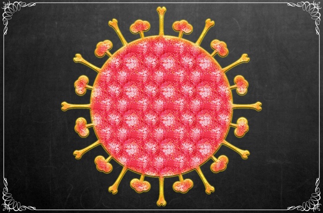 红色病毒细胞图片