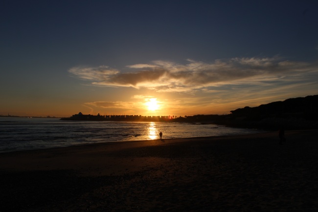 海滩傍晚日落景观图片