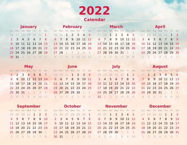 2022年全年日历图片