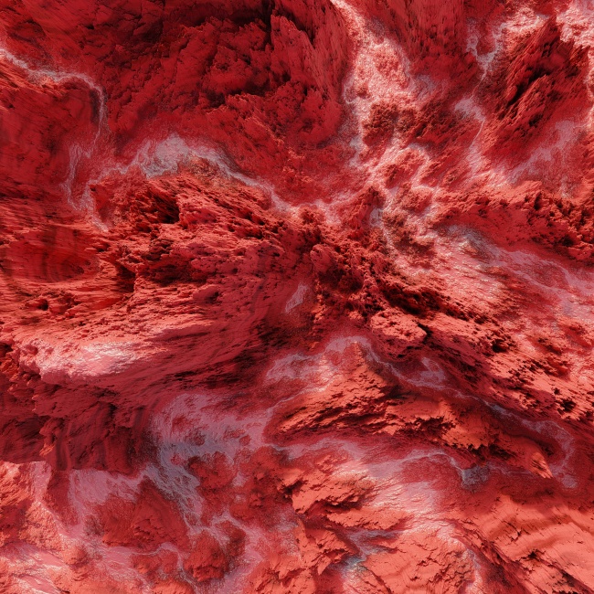 红色山壑地质景观鸟瞰图